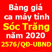 Bảng giá ca máy tỉnh Sóc Trăng Quyết định 2576/QĐ-UBND
