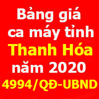 Bảng giá ca máy tỉnh Thanh Hóa 2020
