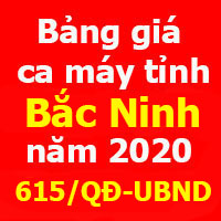 Bảng giá ca máy tỉnh Bắc Ninh 2020
