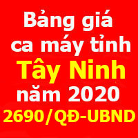 Bảng giá ca máy tỉnh Tây Ninh 2020 Quyết định 2690/QĐ-UBND