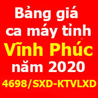 Công bố số 4698/SXD-KTVLXD Bảng giá ca máy tỉnh Vĩnh Phúc năm 2020
