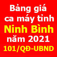 Bảng giá ca máy tỉnh Ninh Bình theo Quyết định 101/QĐ-UBND