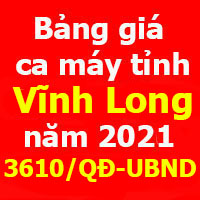 Bảng giá ca máy tỉnh Vĩnh Long năm 2021 Quyết định 3610/QĐ-UBND