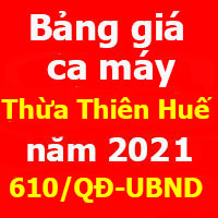bảng giá ca máy tỉnh Thừa Thiên Huế năm 2021