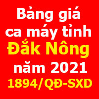 Bảng giá ca máy tỉnh Đắk Nông quyết định 1894/QĐ-SXD