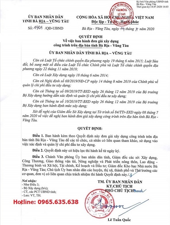 Đơn giá khảo sát tỉnh Bà Rịa Vũng Tàu năm 2021