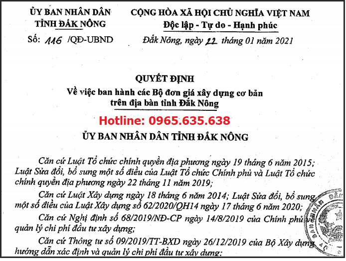 hướng dẫn lập dự toán tỉnh Đắk Nông