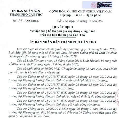Đơn giá khảo sát Cần Thơ năm 2021