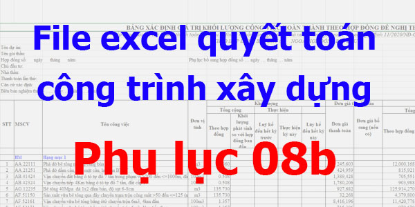 file excel quyết toán công trình phụ lục 08b