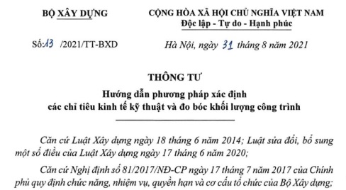 Thông tư 13/2021/TT-BXD