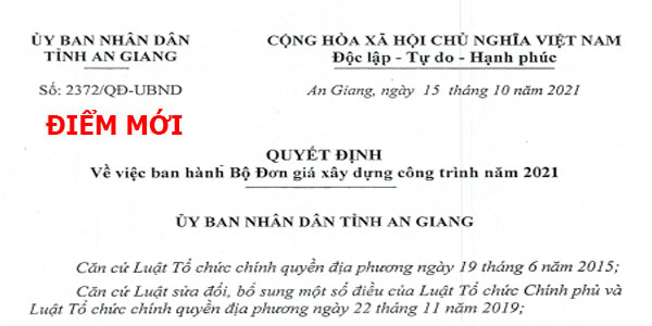 Quyết định 2372/QĐ-UBND Bảng giá ca máy tỉnh An Giang