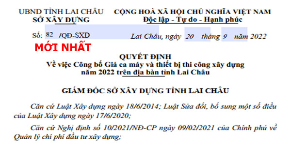 quyết định 82/qđ-sxd bảng giá ca máy tỉnh lai châu năm 2022
