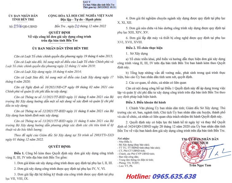 đơn giá xây dựng tỉnh bạc liêu quyết định 2096/qđ-ubnd năm 2023