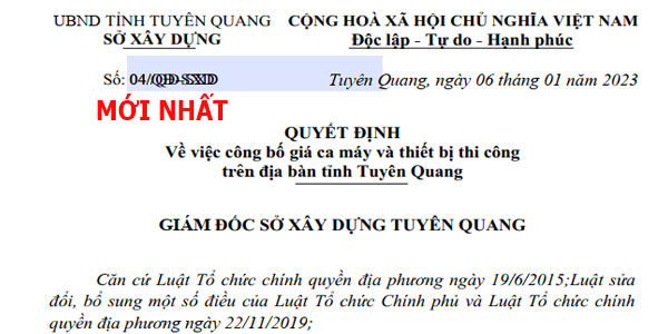 quyết định 04/qđ-sxd bảng giá ca máy tuyên quang năm 2023