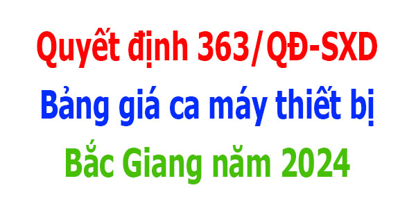 Bảng giá ca máy tỉnh Bắc Giang năm 2024