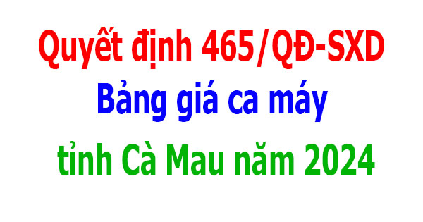 Bảng giá ca máy tỉnh Cà Mau năm 2024