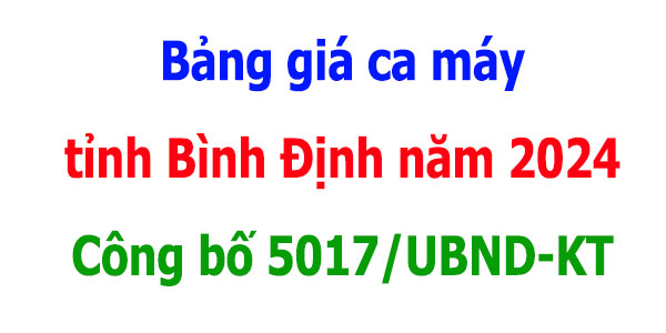 Bảng giá ca máy tỉnh Bình Định năm 2024 Công bố 5017/UBND-KT
