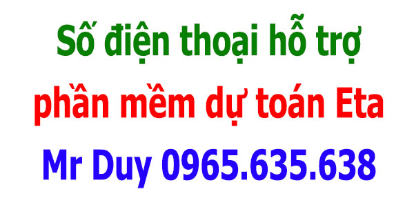Số điện thoại hỗ trợ phần mềm dự toán Eta