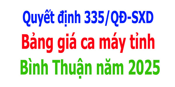 Bảng giá ca máy tỉnh Bình Thuận năm 2025
