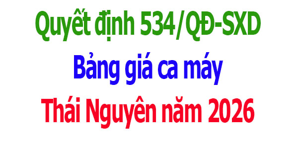 Bảng giá ca máy tỉnh Thái Nguyên năm 2026